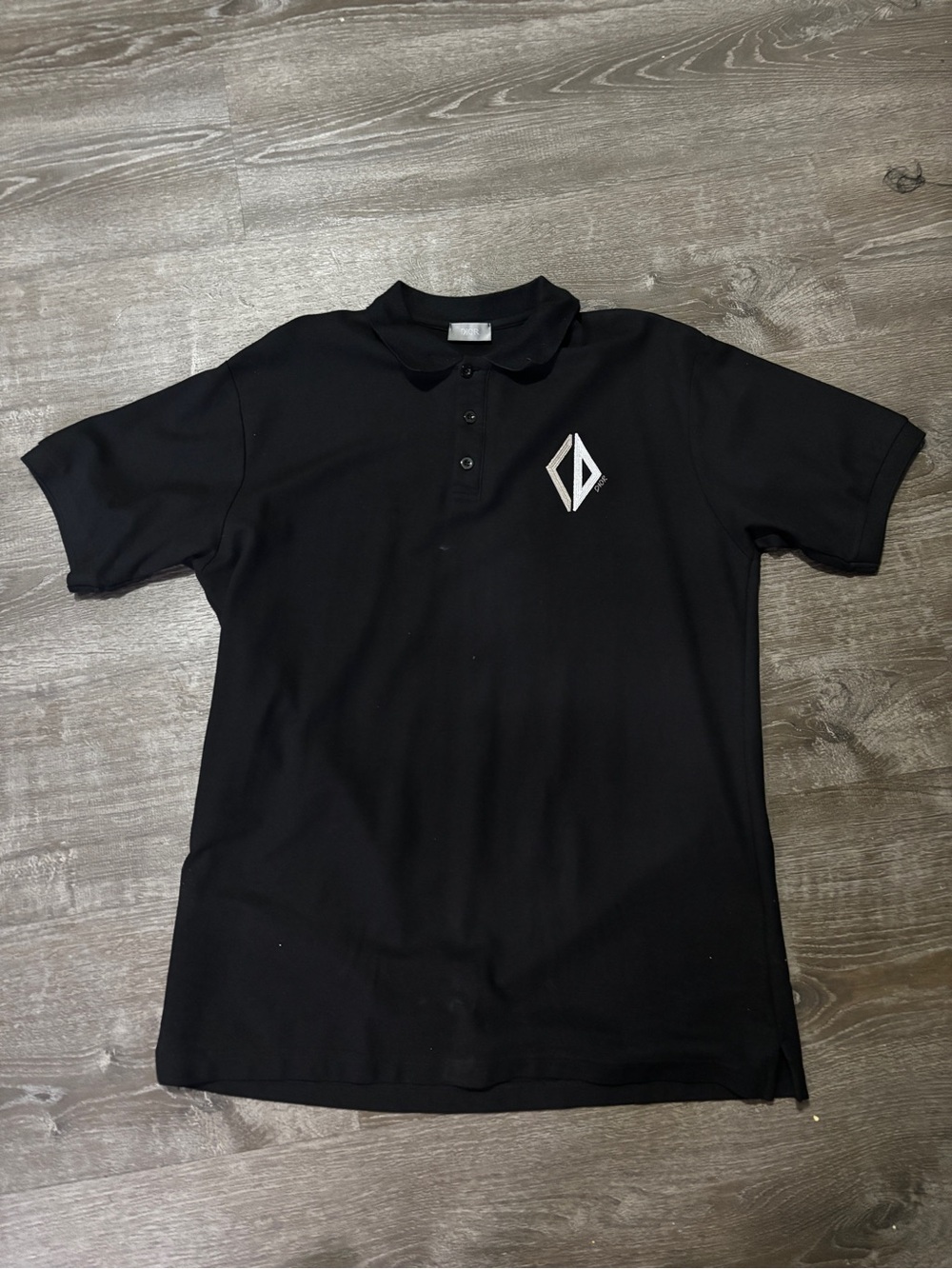 Dior Black Polo with White Geometric Logo